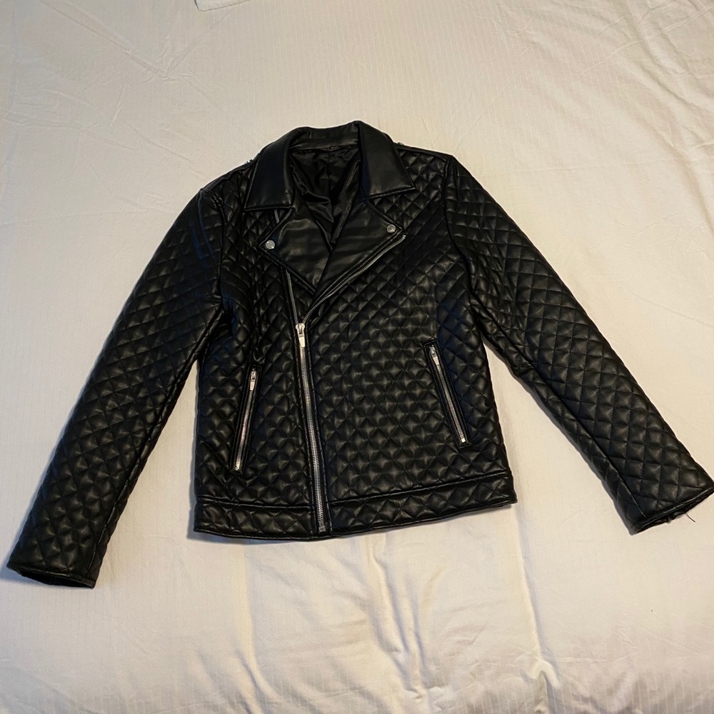 Zara Man Vegan Leather Motorcycle Jacket